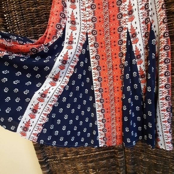 Anthropologie Maeve Floral Mini Dress Cap Sleeves Stripes Tassels Medium Petite - Picture 3 of 11